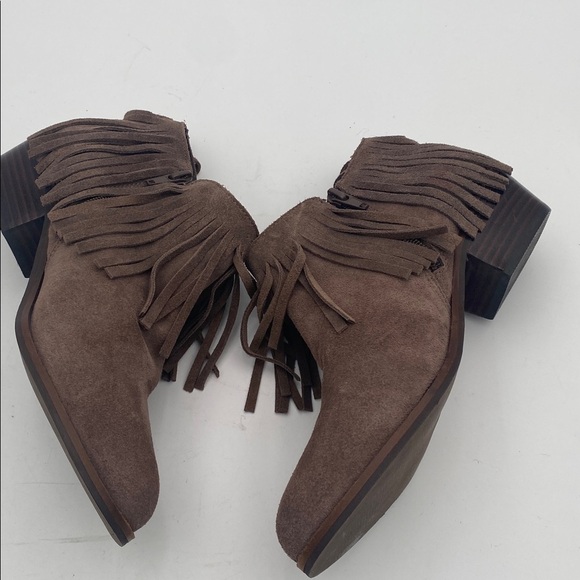 Steve Madden Brown Fringed Western Boots women 6.5M leather suede boho Festival - Picture 5 of 12